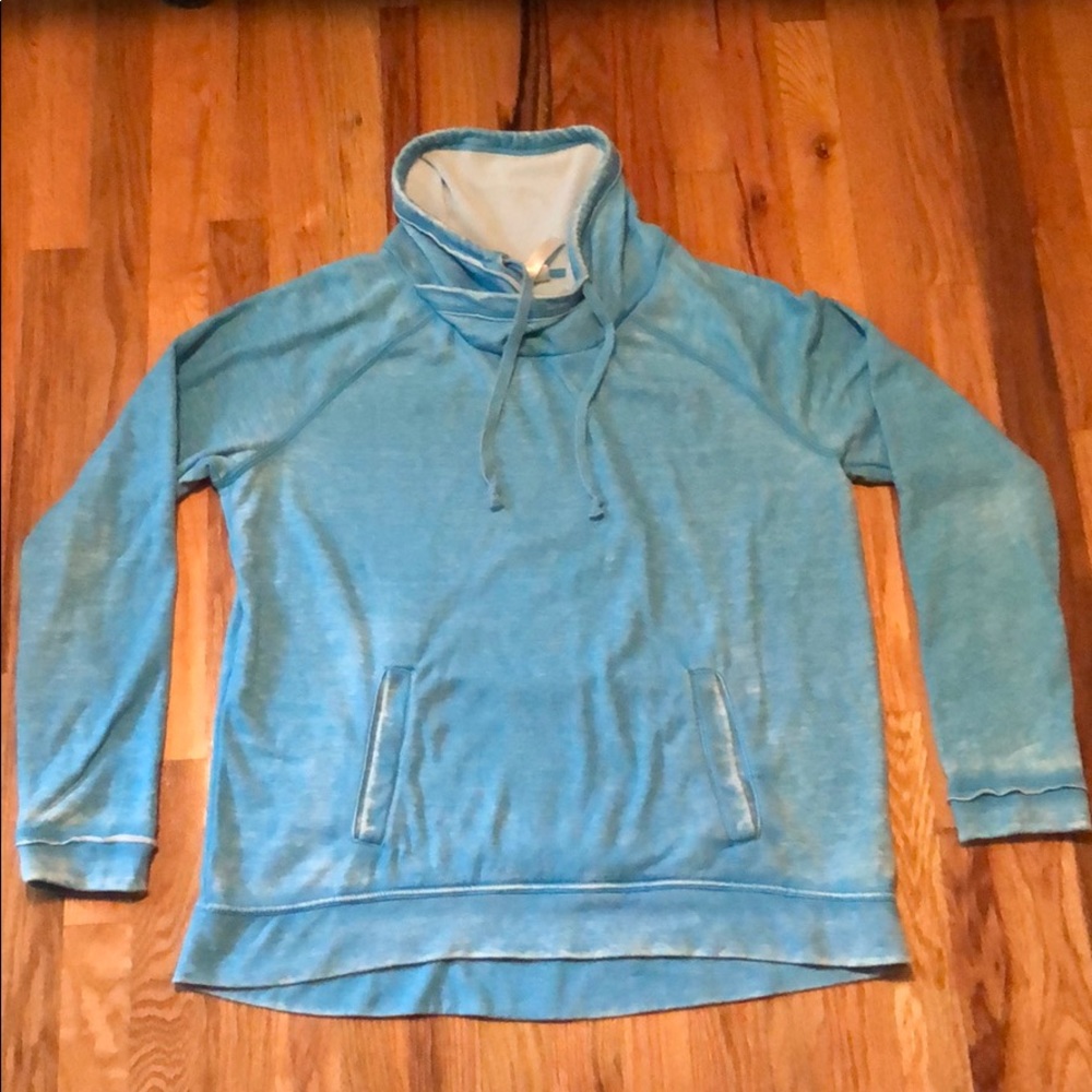 Blue cowl neck hoodie